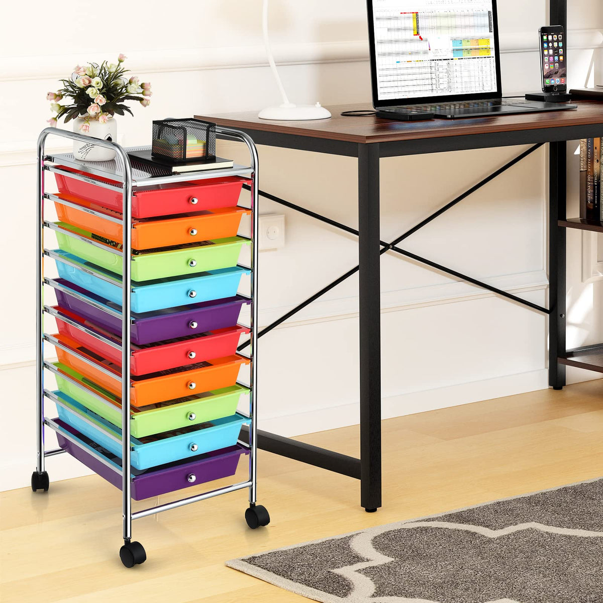 10 Drawer Rolling Storage Cart B107564