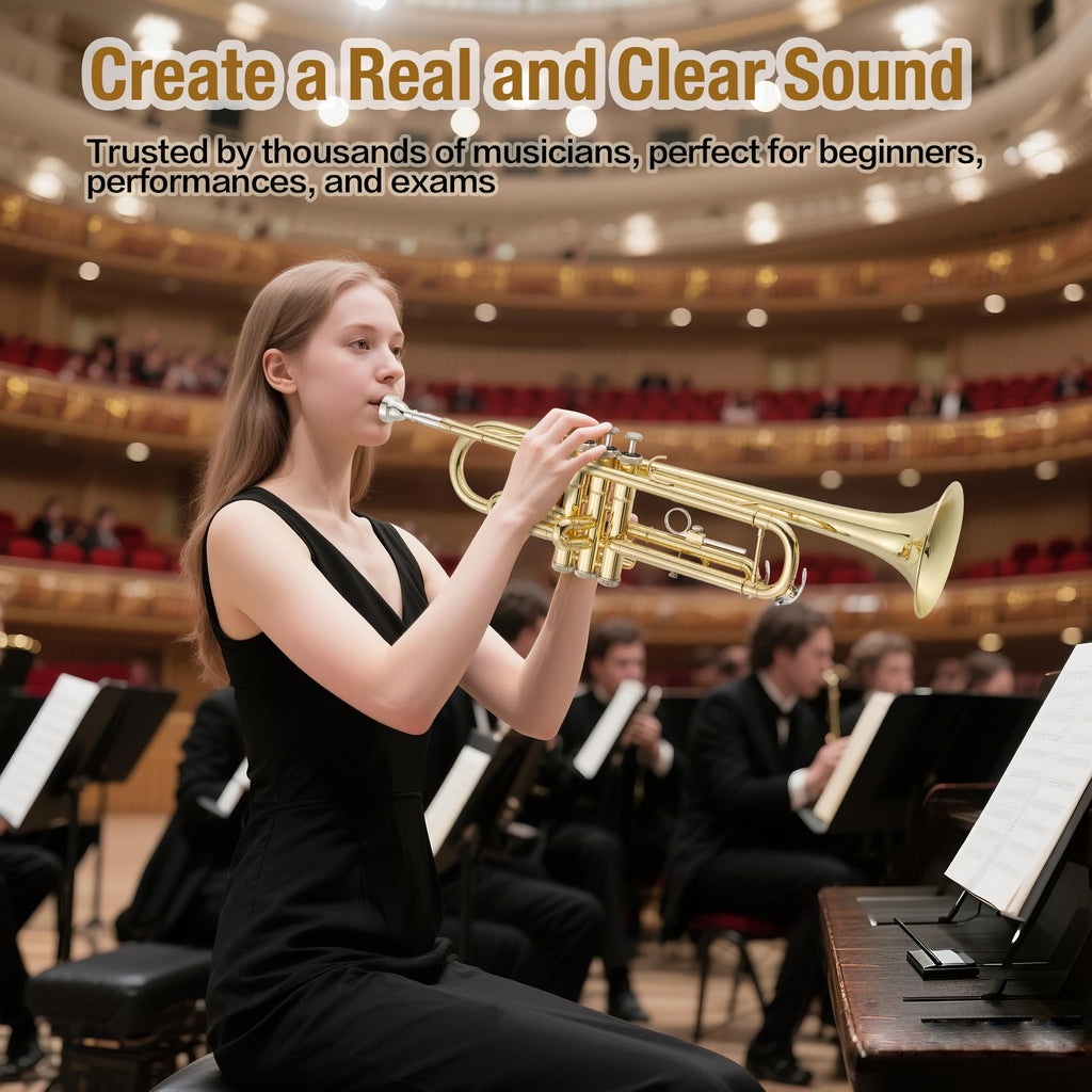 Gold Lacquer Brass Trumpet with Hard Case E8402