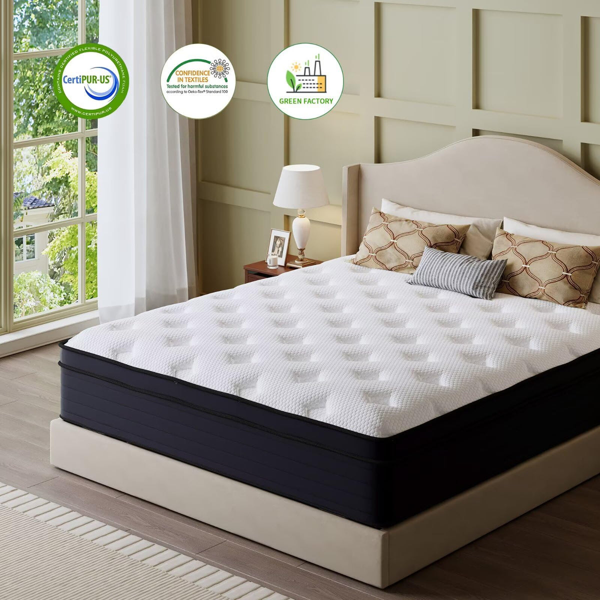 14 Inch Hybrid Green Tea Cooling Gel Memory Foam Mattress Y534