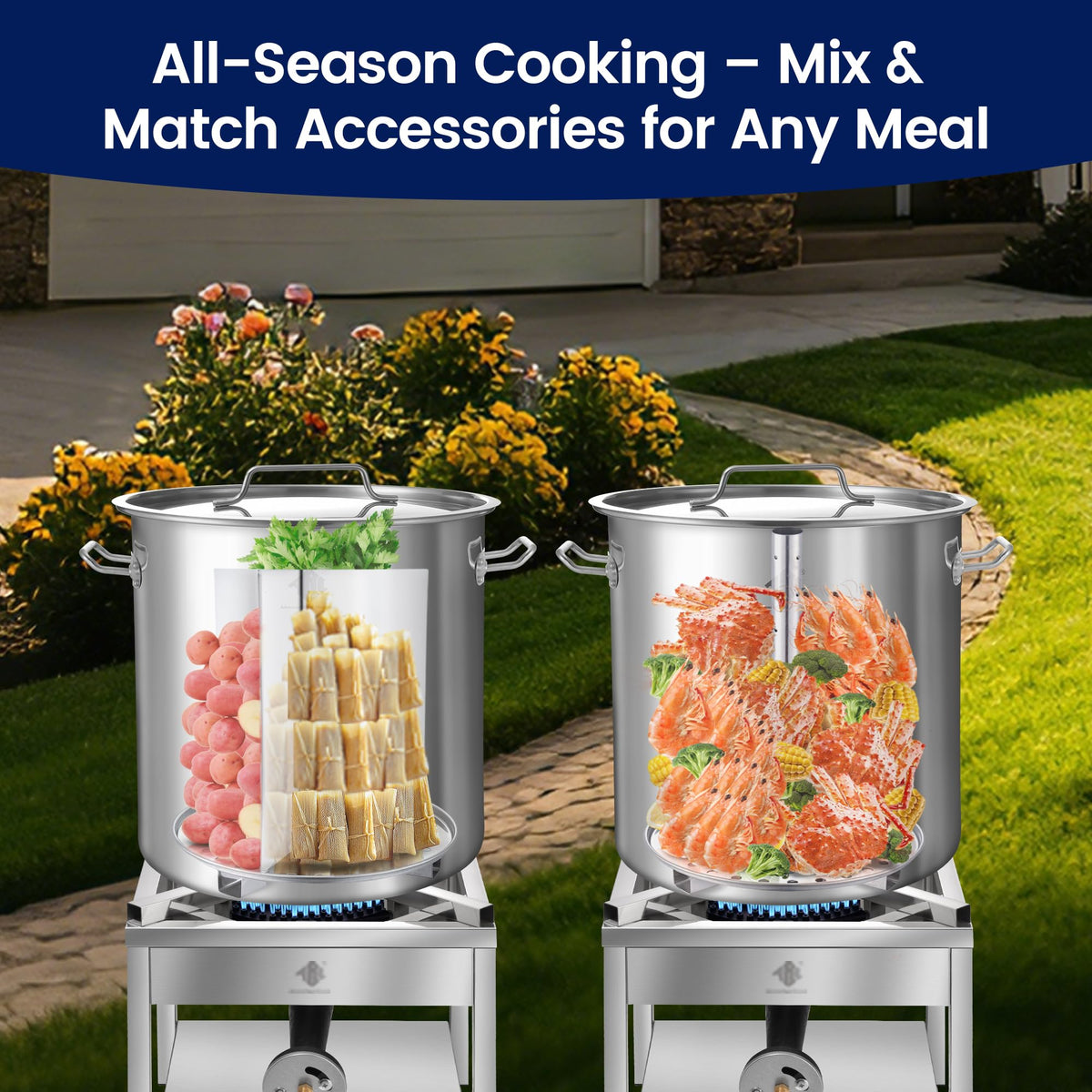 64QT Stainless Steel Stockpot with Basket C2341
