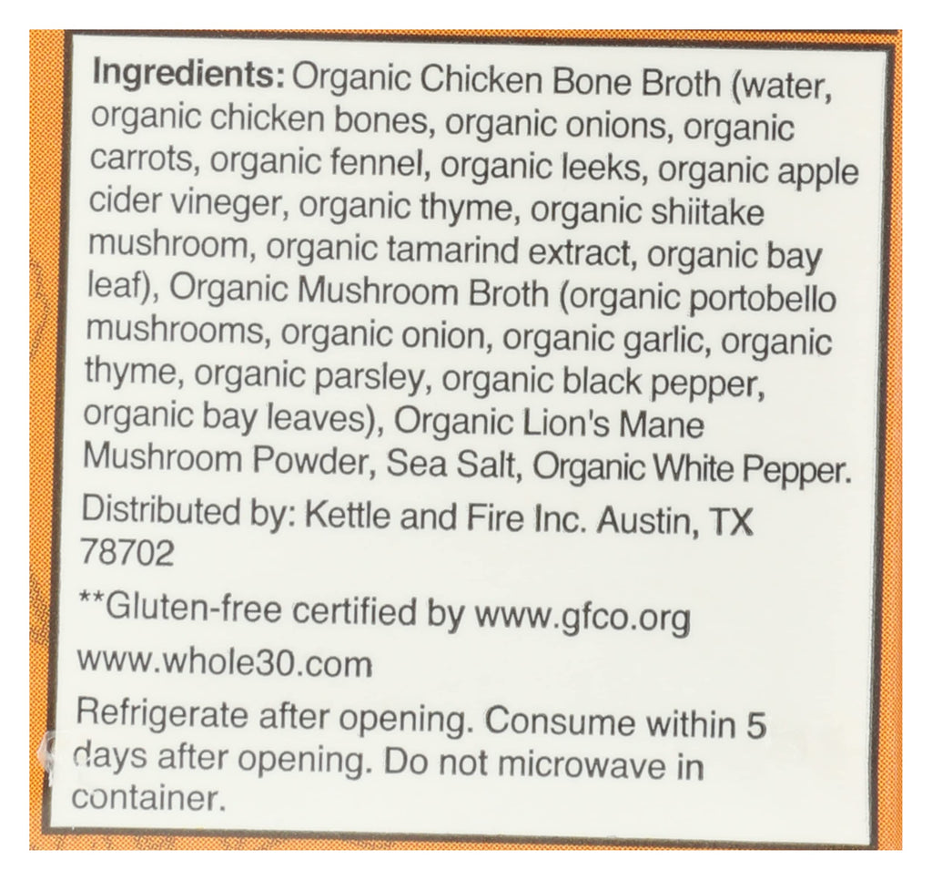 Mushroom Chicken Bone Broth 10g Protein Gluten Free 16.9 Oz Pack of 6 S57745