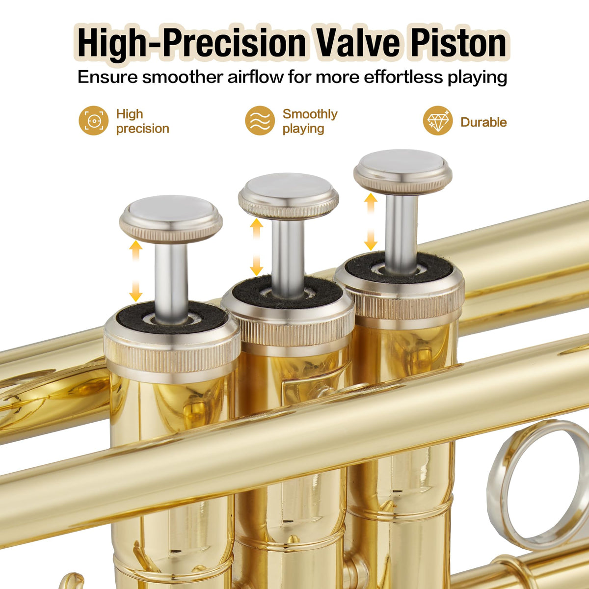 Gold Lacquer Brass Trumpet with Hard Case E8402