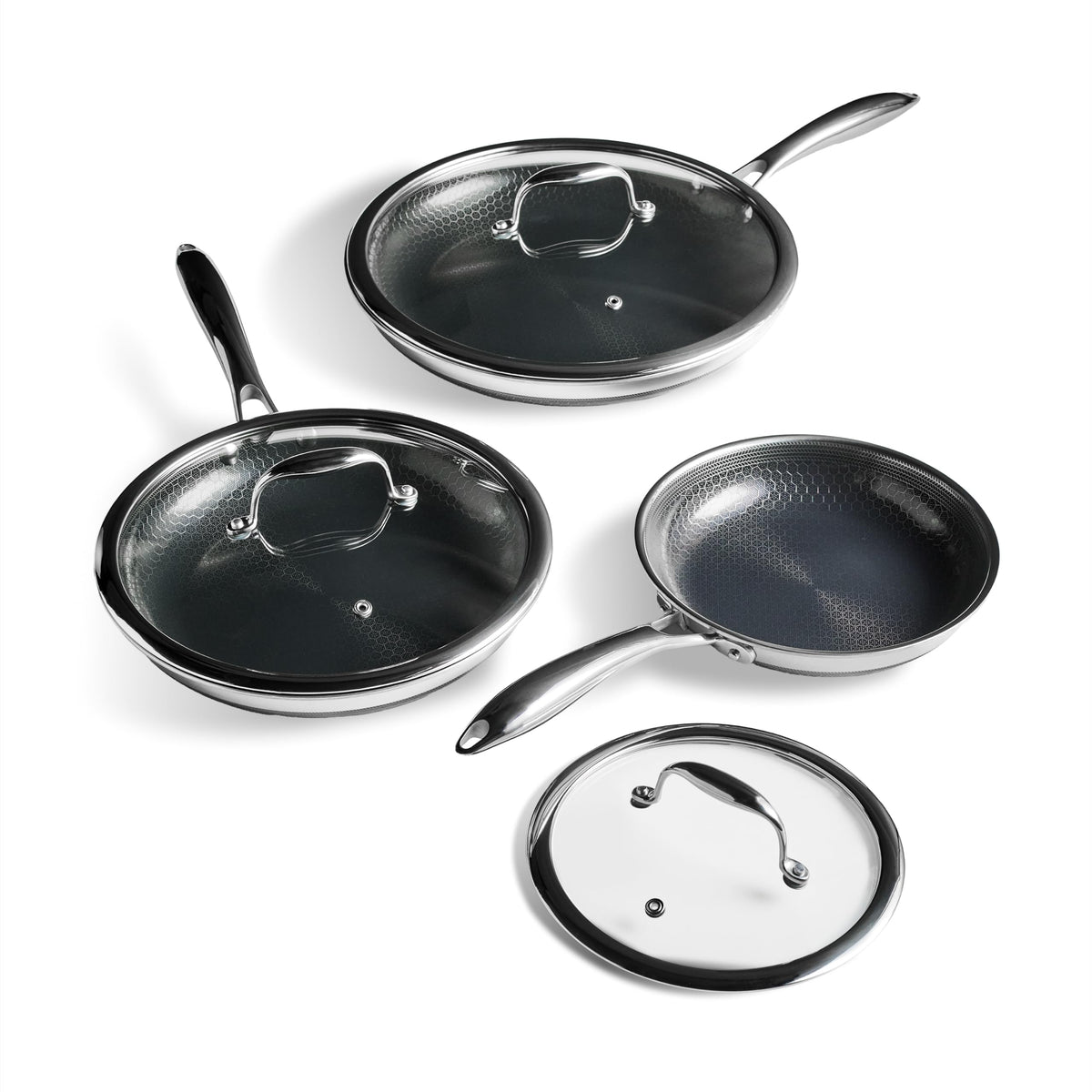 6pc Hybrid Nonstick Frying Pans Set with Lids I7692