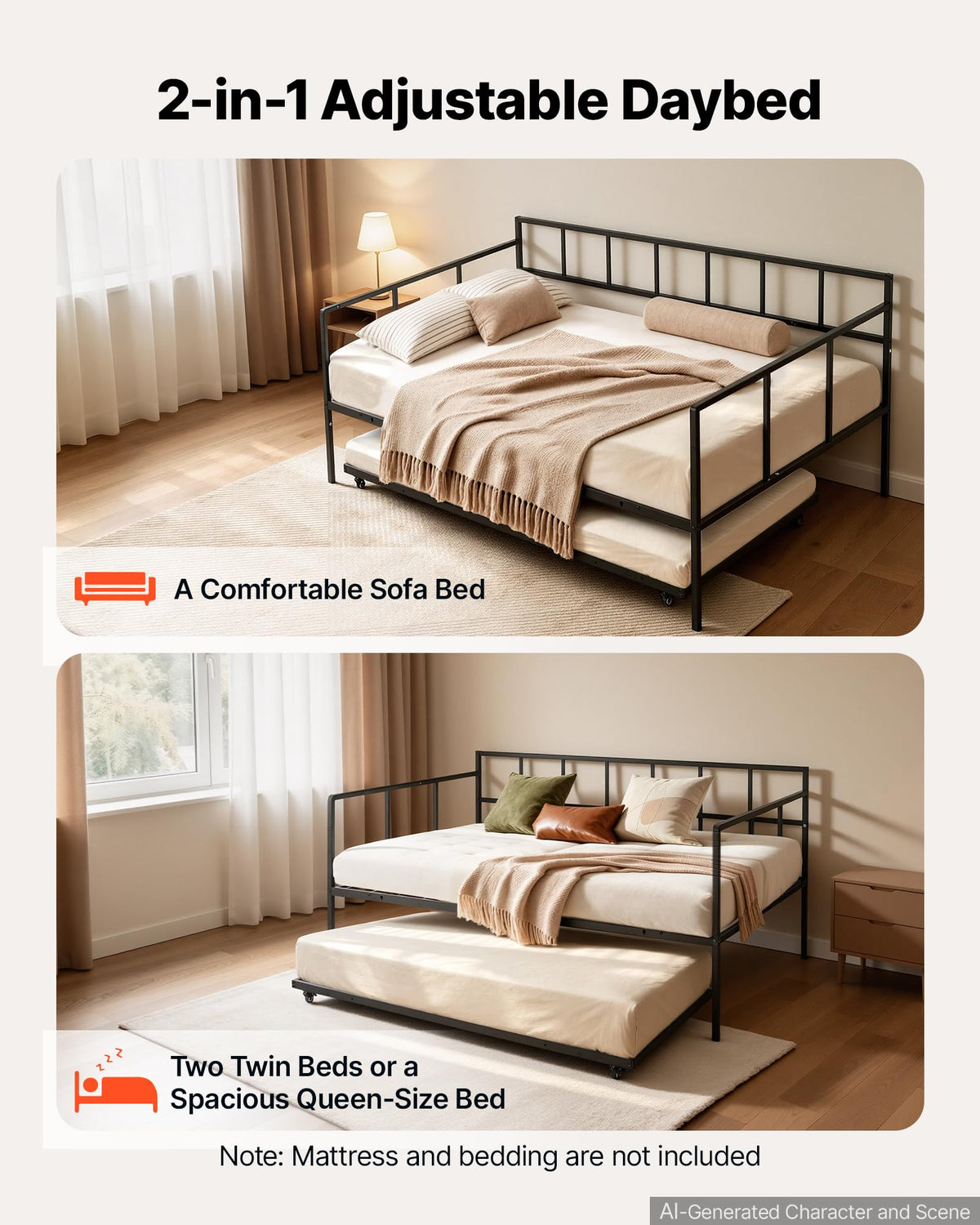 Full Size Daybed with Pop Up Trundle F1164