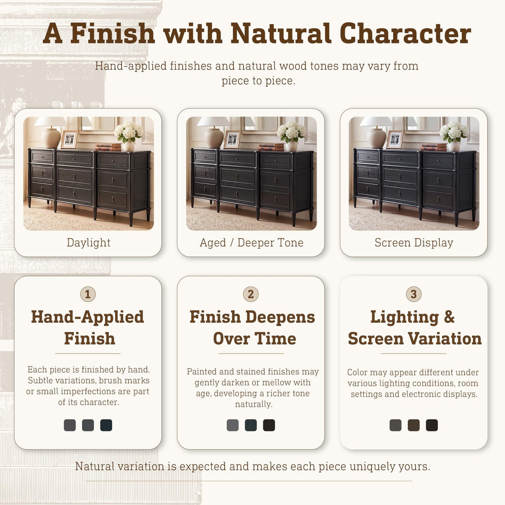 63" 9-Drawer Wood Dresser with Power Outlet, Black X824