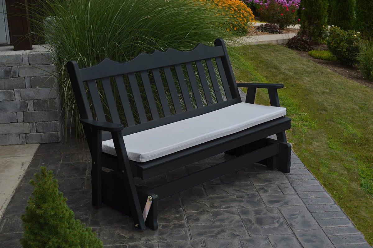 Black Wooden Glider Bench with Gray Cushion F39143