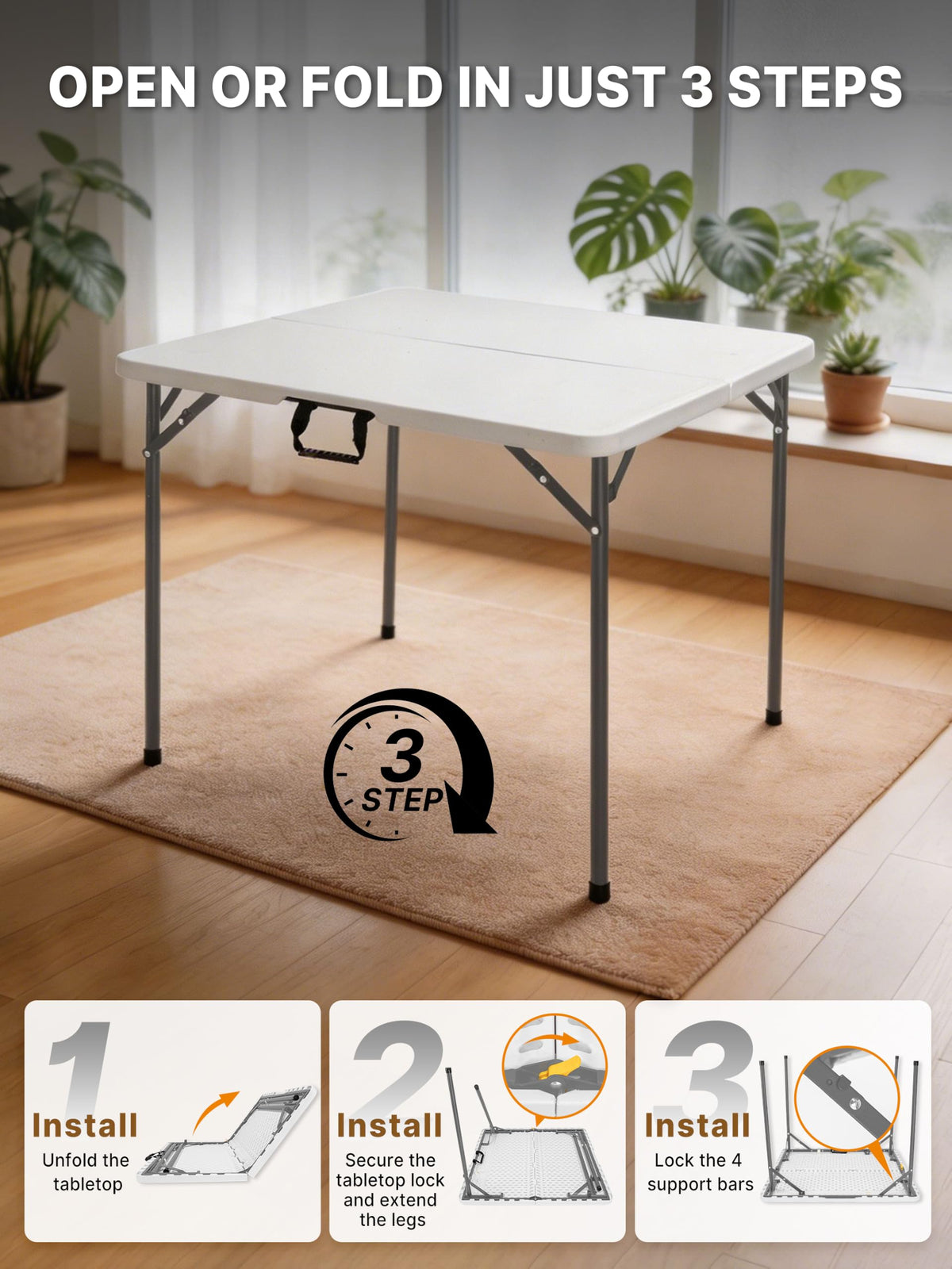 34" White Folding Card Table X1336