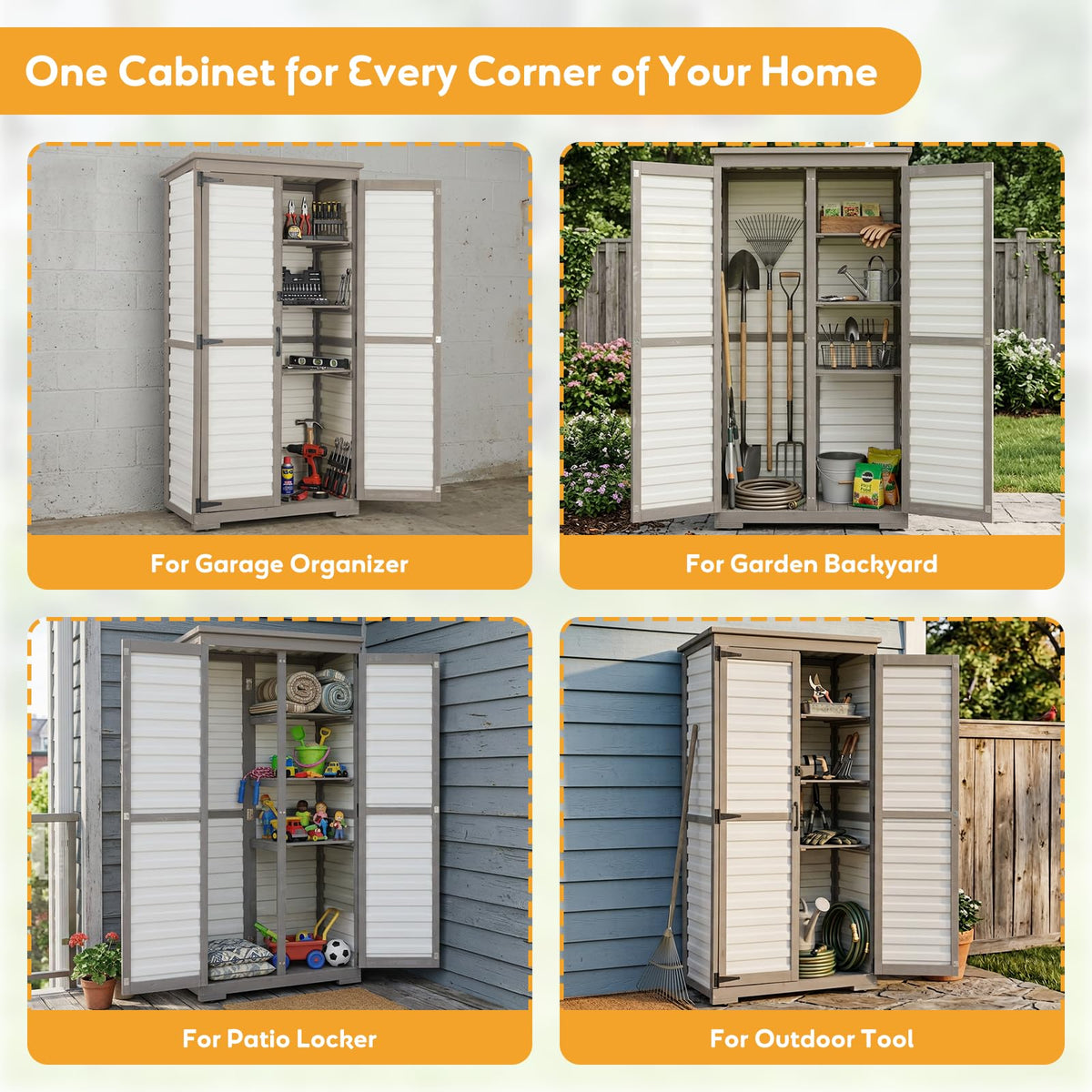 Outdoor Storage Cabinet with Adjustable Shelves O4533