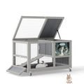 36.5" Two-Level Wooden Rabbit Hutch with Casters & Ramp J909