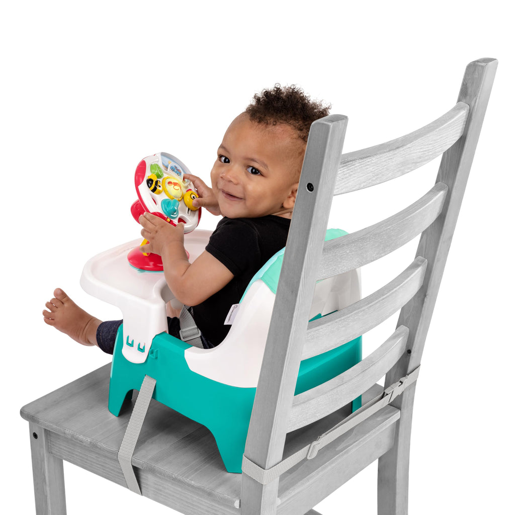 2 in 1 Compact Booster Feeding Seat with Musical Steering Wheel Toy X620
