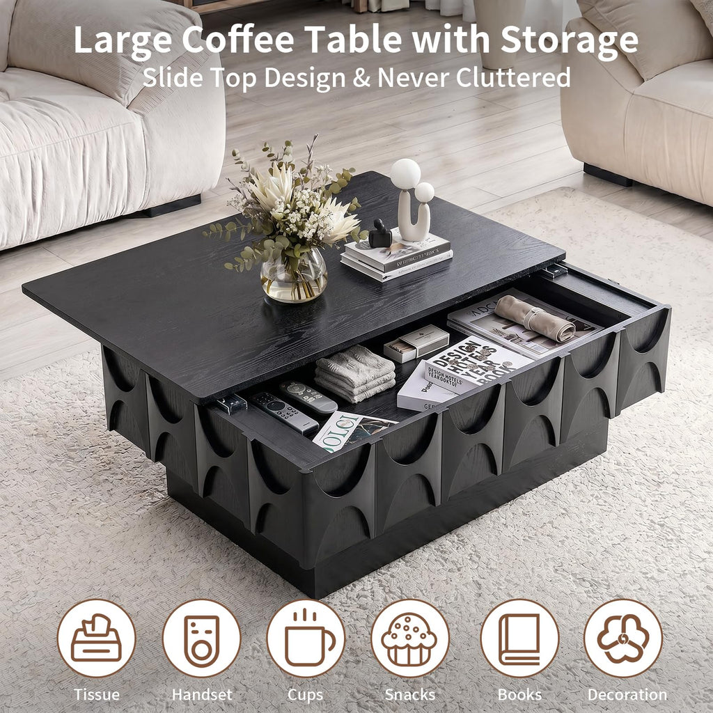 Black Coffee Table with Hidden Storage V1773