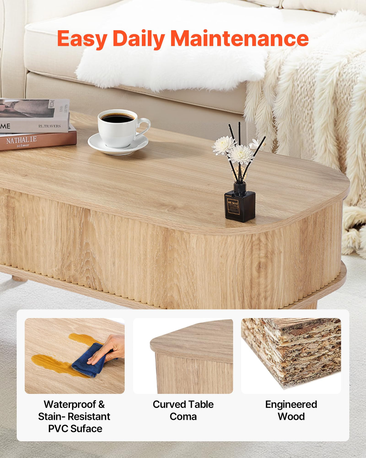 Natural Lift Top Coffee Table with Storage Q743