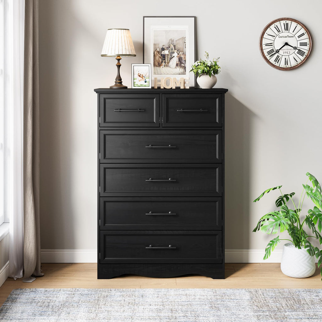 Black 6 Drawer Dresser N8285
