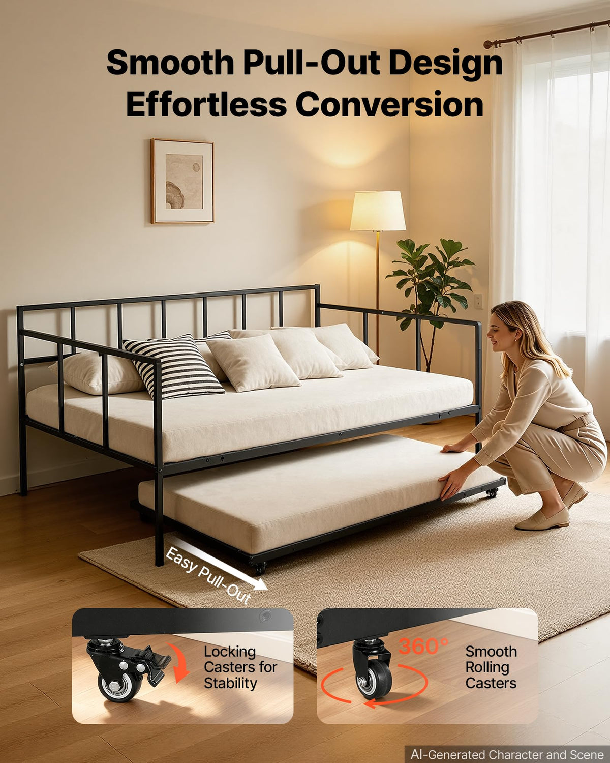 Full Size Daybed with Pop Up Trundle F1164