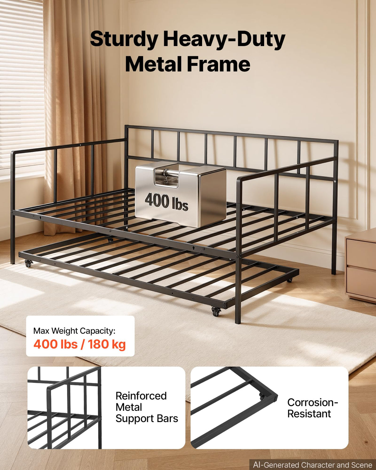 Full Size Daybed with Pop Up Trundle F1164