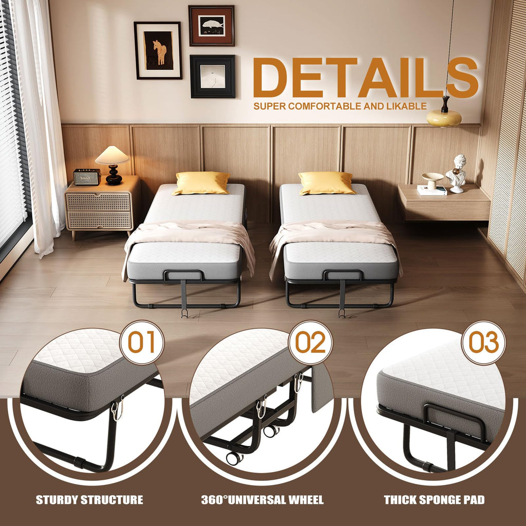 Folding Bed with Memory Foam Mattress J83768