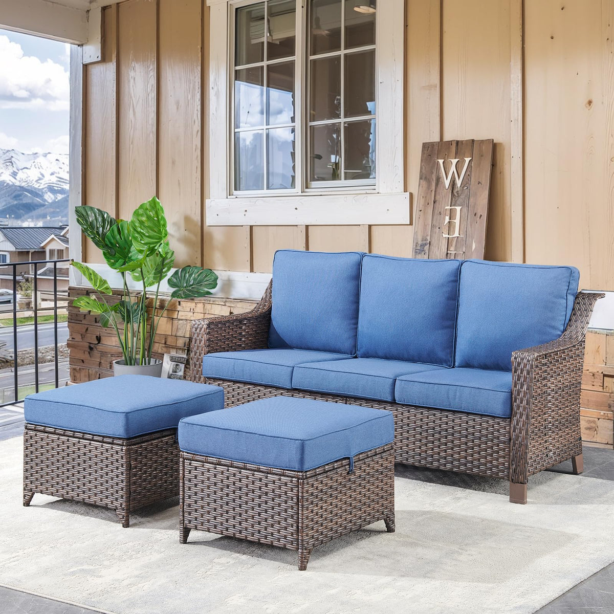 Brown PE Wicker Outdoor Sofa K51178