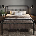 Full Metal Bed Frame with Victorian Iron-Art Headboard, Black A17492