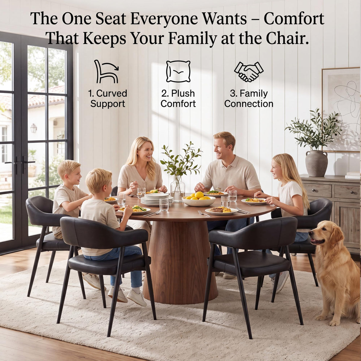 Black Faux Leather Dining Chairs Set of 6 R6710