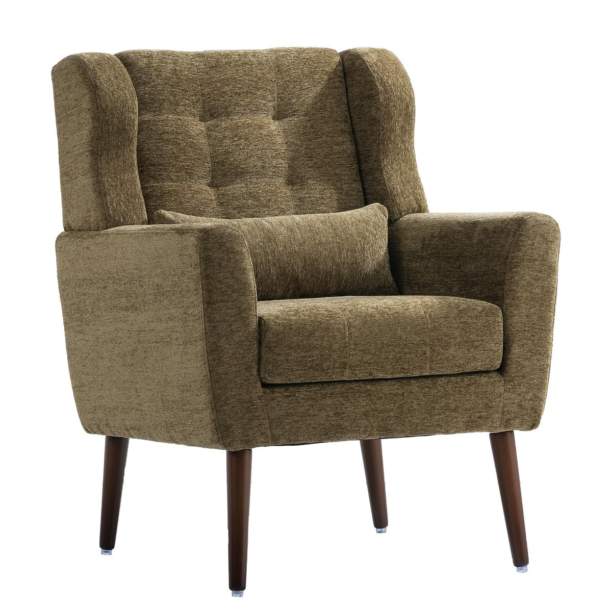 Olive Green Chenille Upholstered Accent Chairs Set of 2 F73462