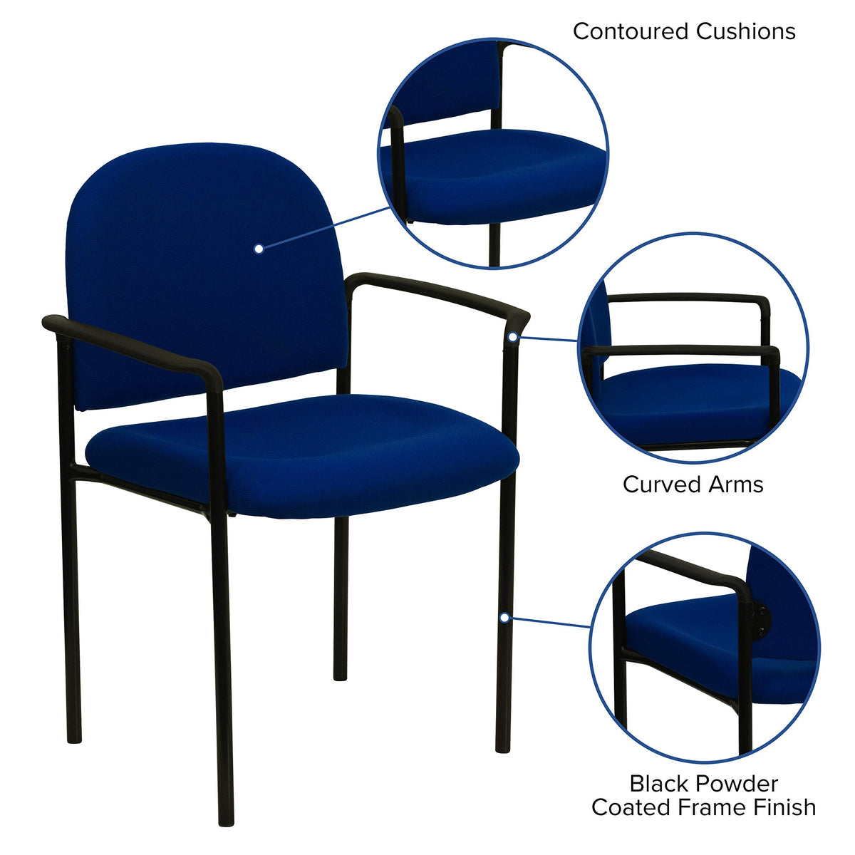 Navy Fabric Stackable Steel Side Chair W633