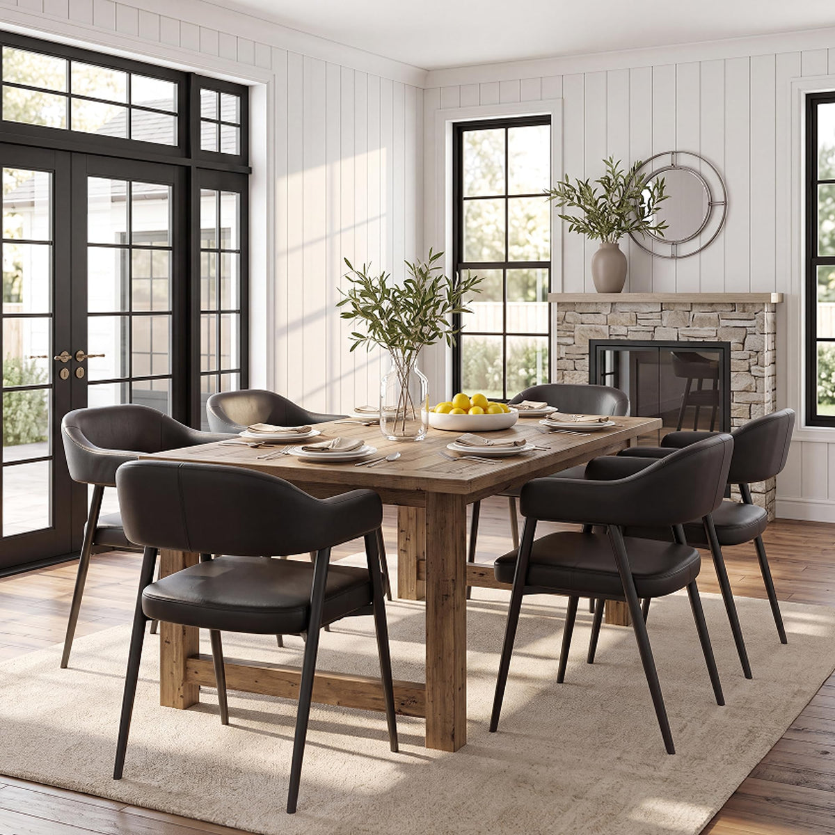 Black Faux Leather Dining Chairs Set of 6 R6710