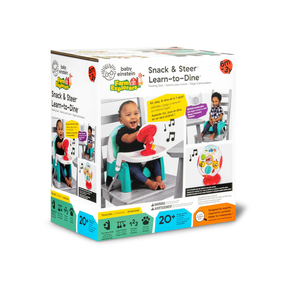 2 in 1 Compact Booster Feeding Seat with Musical Steering Wheel Toy X620