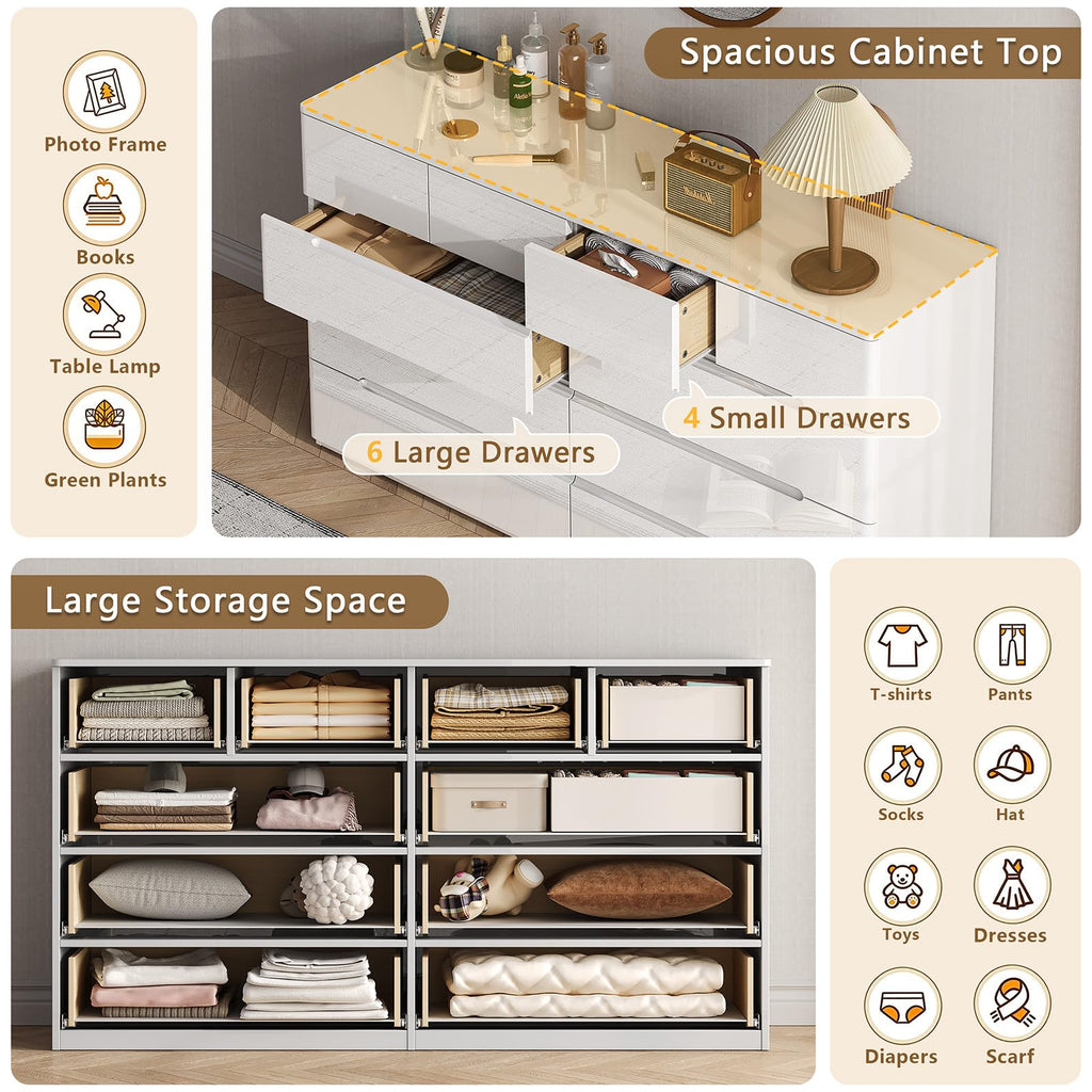White 10 Drawer Dresser D641869