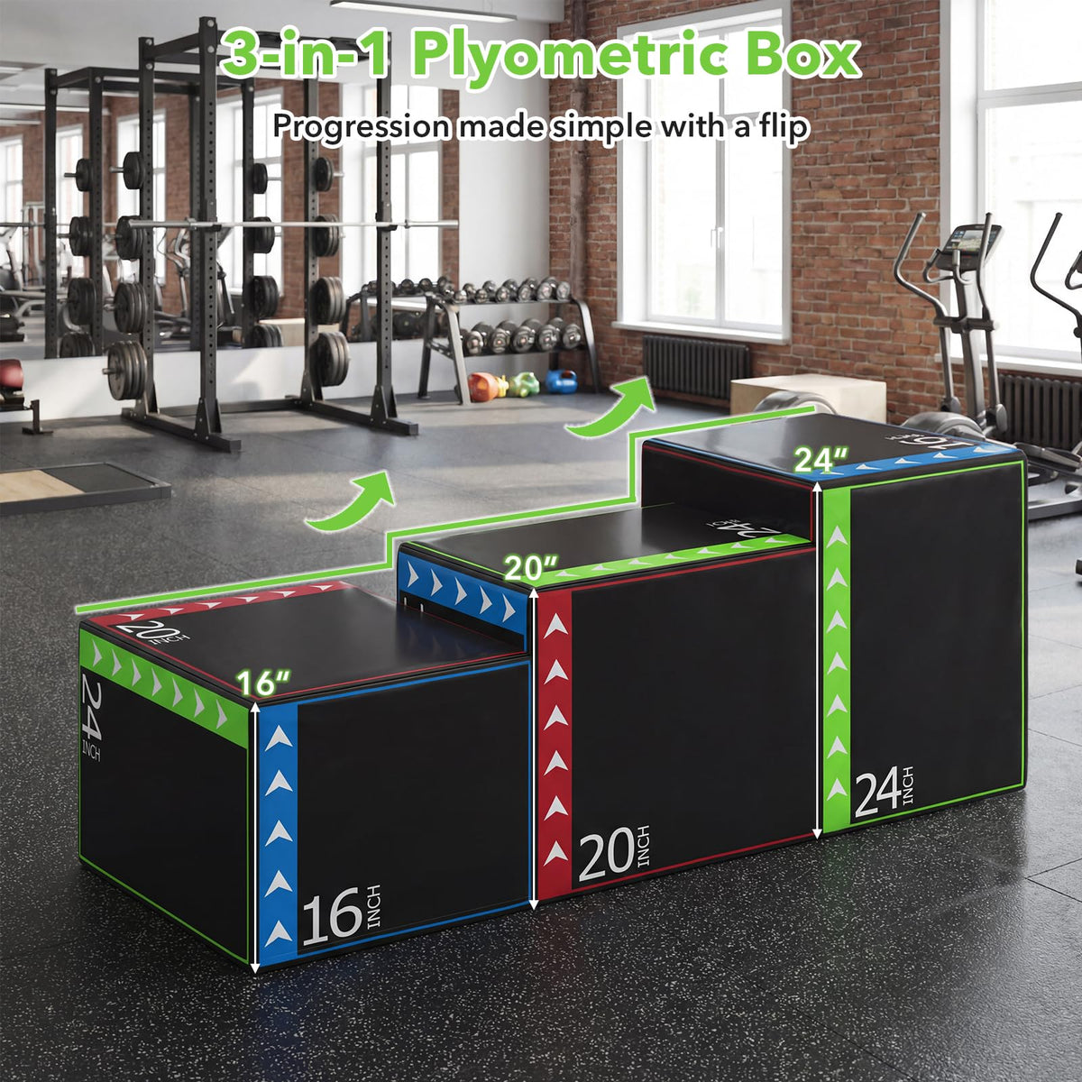 3-in-1 Foam Plyometric Jump Box with Non-Slip Cover U9692