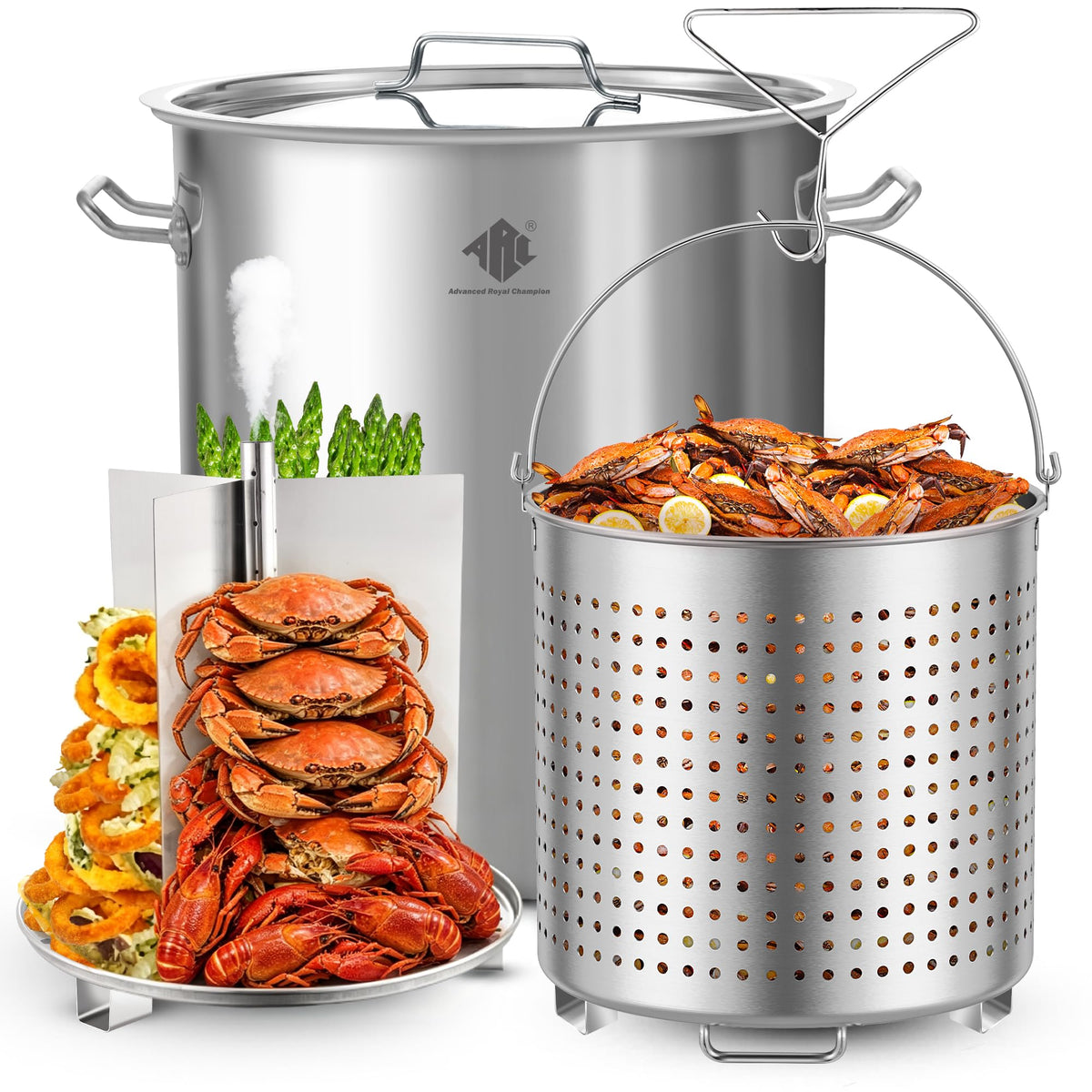 64QT Stainless Steel Stockpot with Basket C2341