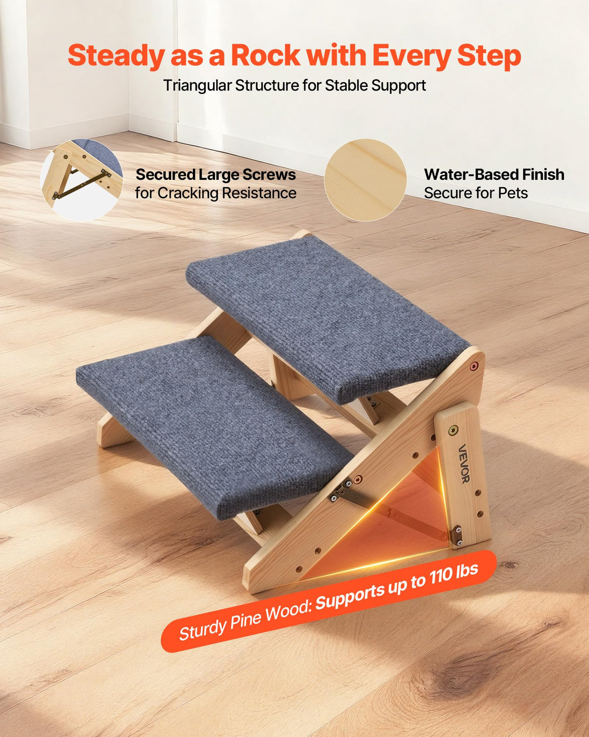 Wood 2-Step Pet Stairs J15164