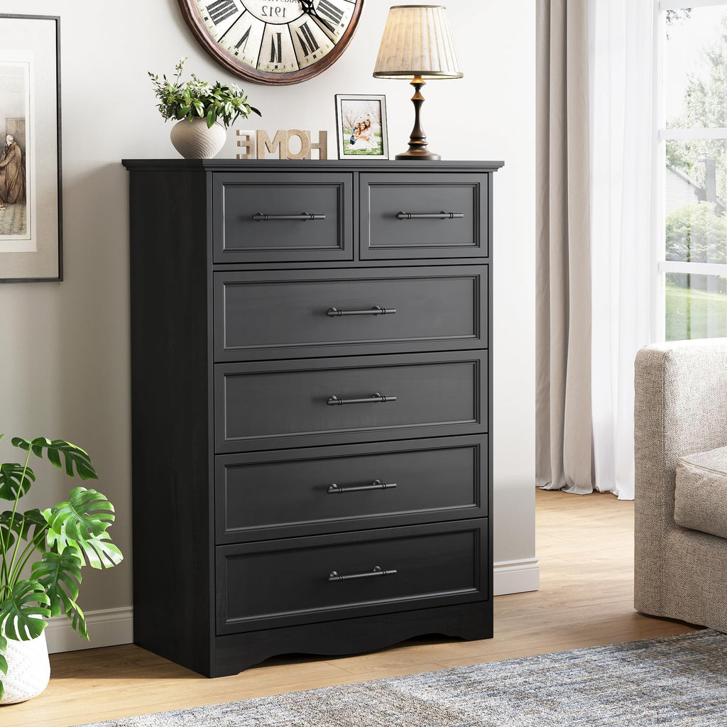 Black 6 Drawer Dresser N8285