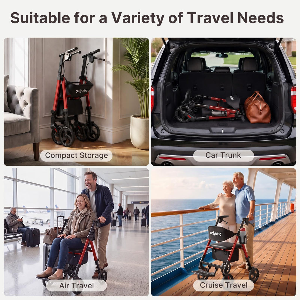 Lightweight Rollator Walkers Wheelchair Combo with Seat U975789