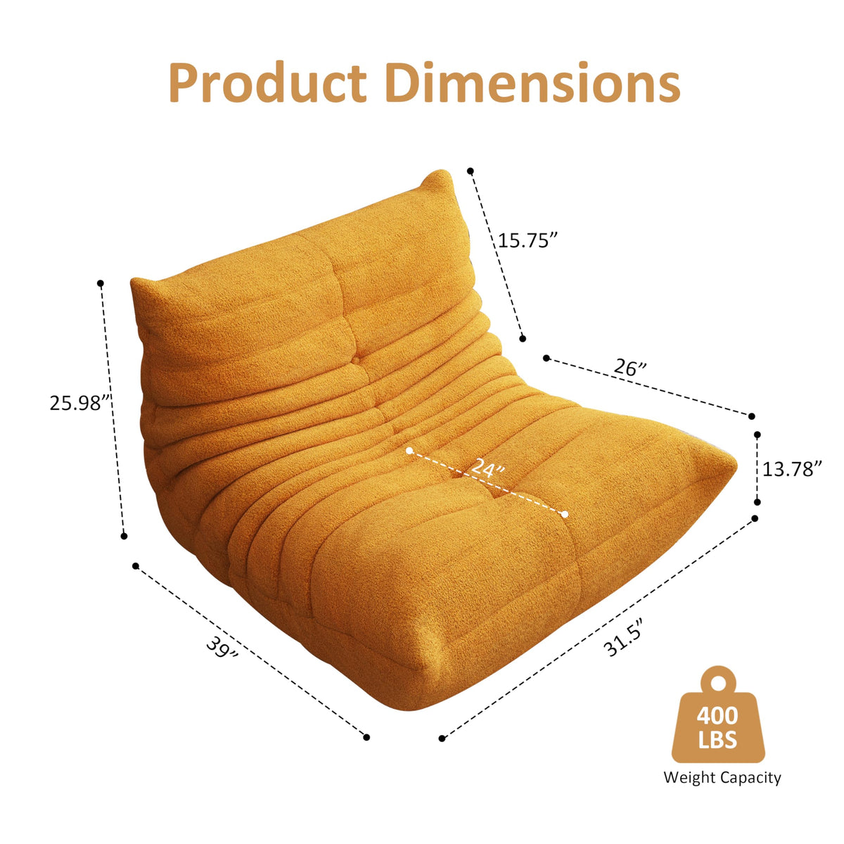 Yellow Memory Foam Bean Bag Chair E974