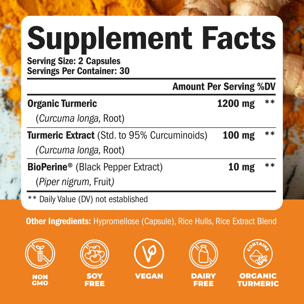 Turmeric Curcumin with Black Pepper Extract Joint Support Supplement Z920495