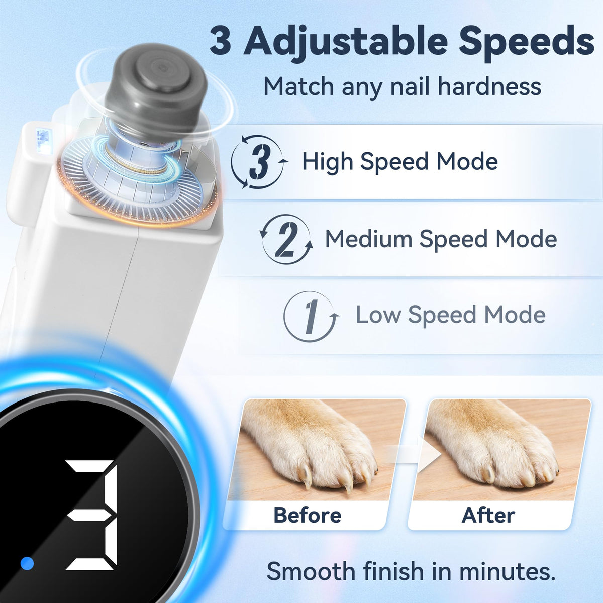 2-in-1 Quiet Electric Pet Nail Clipper & Grinder with Light W835577