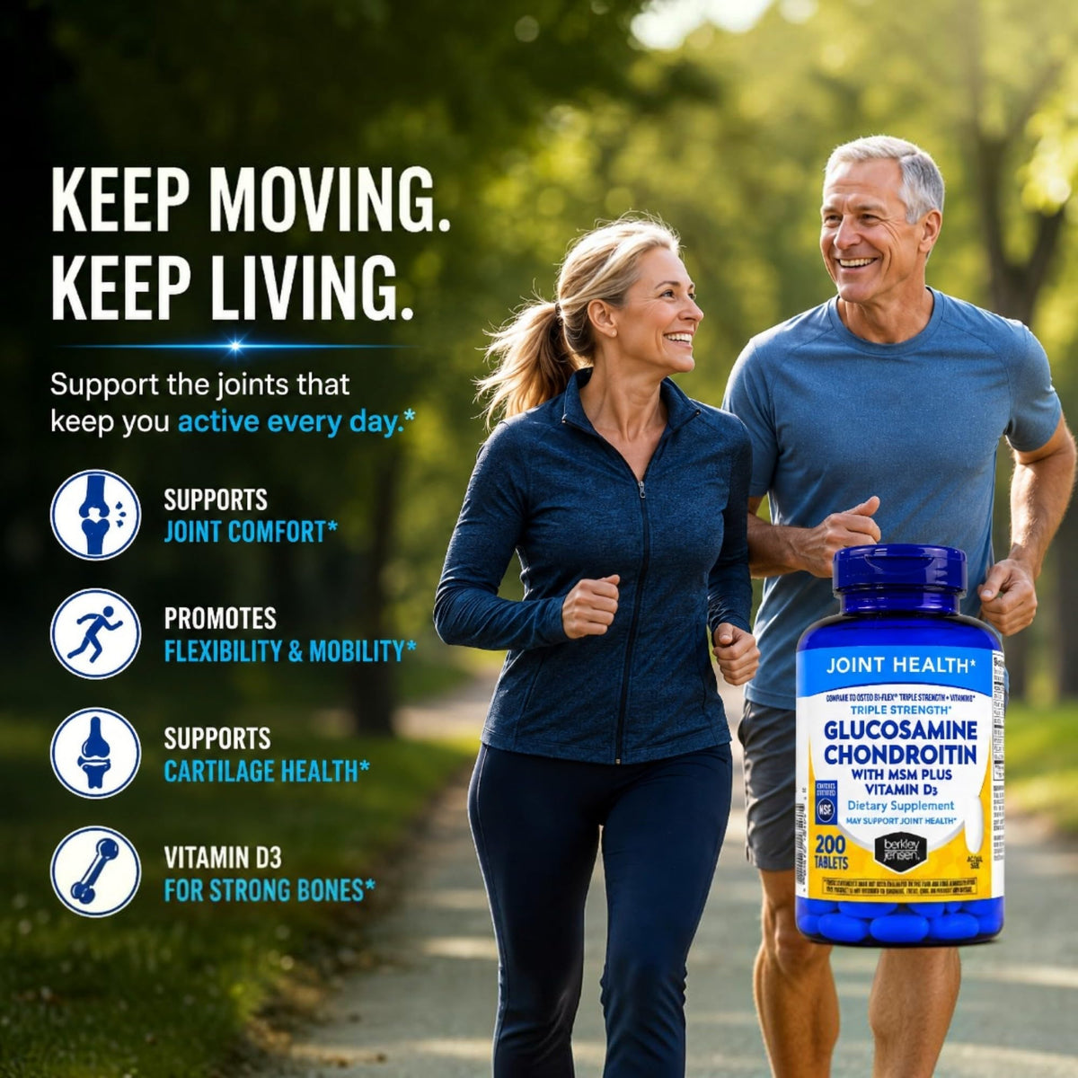 Glucosamine Chondroitin MSM D3 Joint Supplement Tablets 200 Count Q850