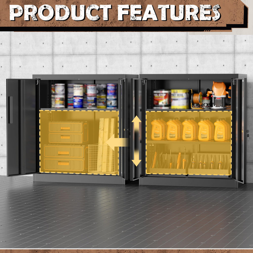 Black Metal Storage Cabinet with Locking Doors and Shelves K9171