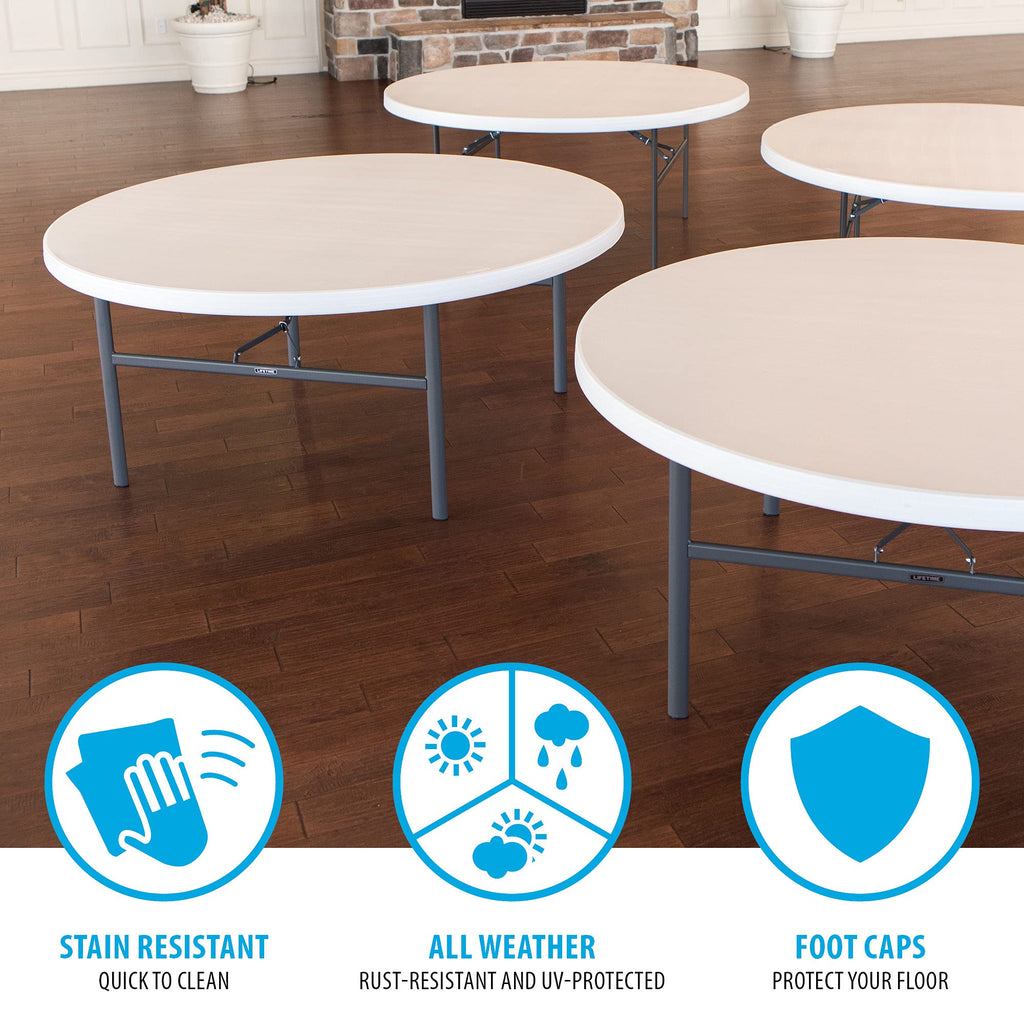 Folding Round Table 6 Foot White Granite W762