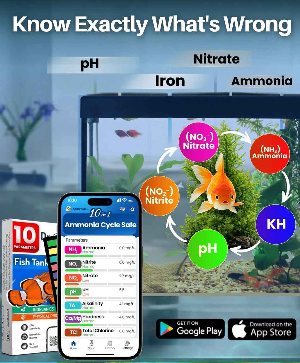 App-Enabled 10-in-1 Aquarium Water Test Kit C76257