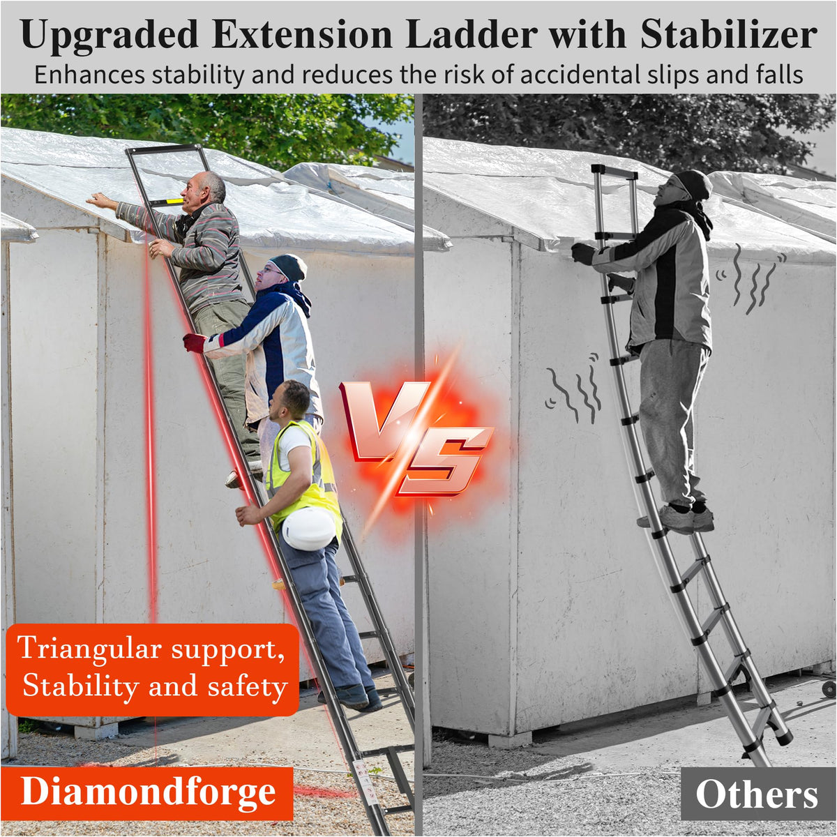 12.5 FT Black Aluminum Telescoping Ladder A300997