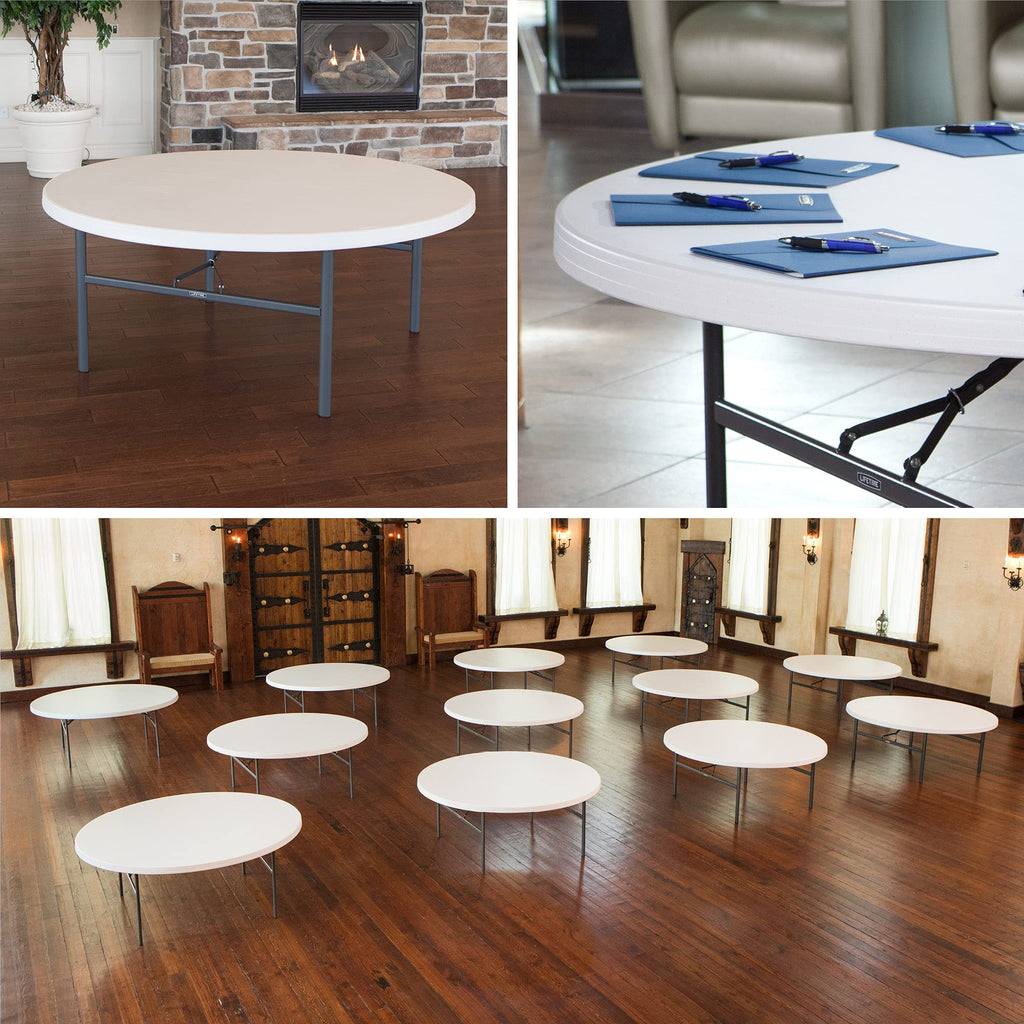 Folding Round Table 6 Foot White Granite W762