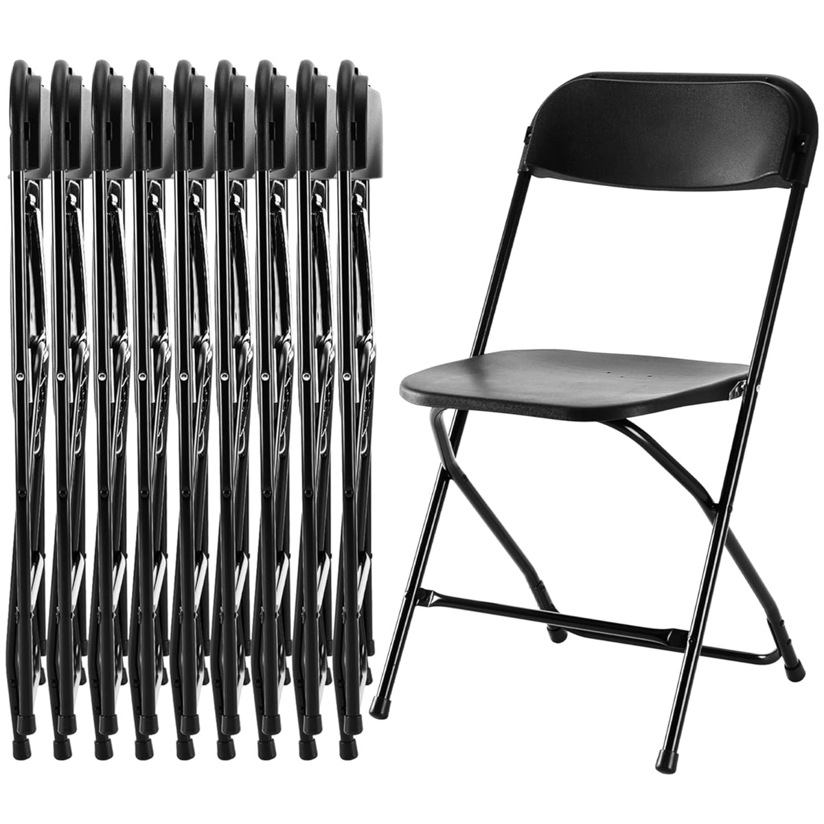 Black 10-Pack Folding Plastic Chair with Metal Frame M302836