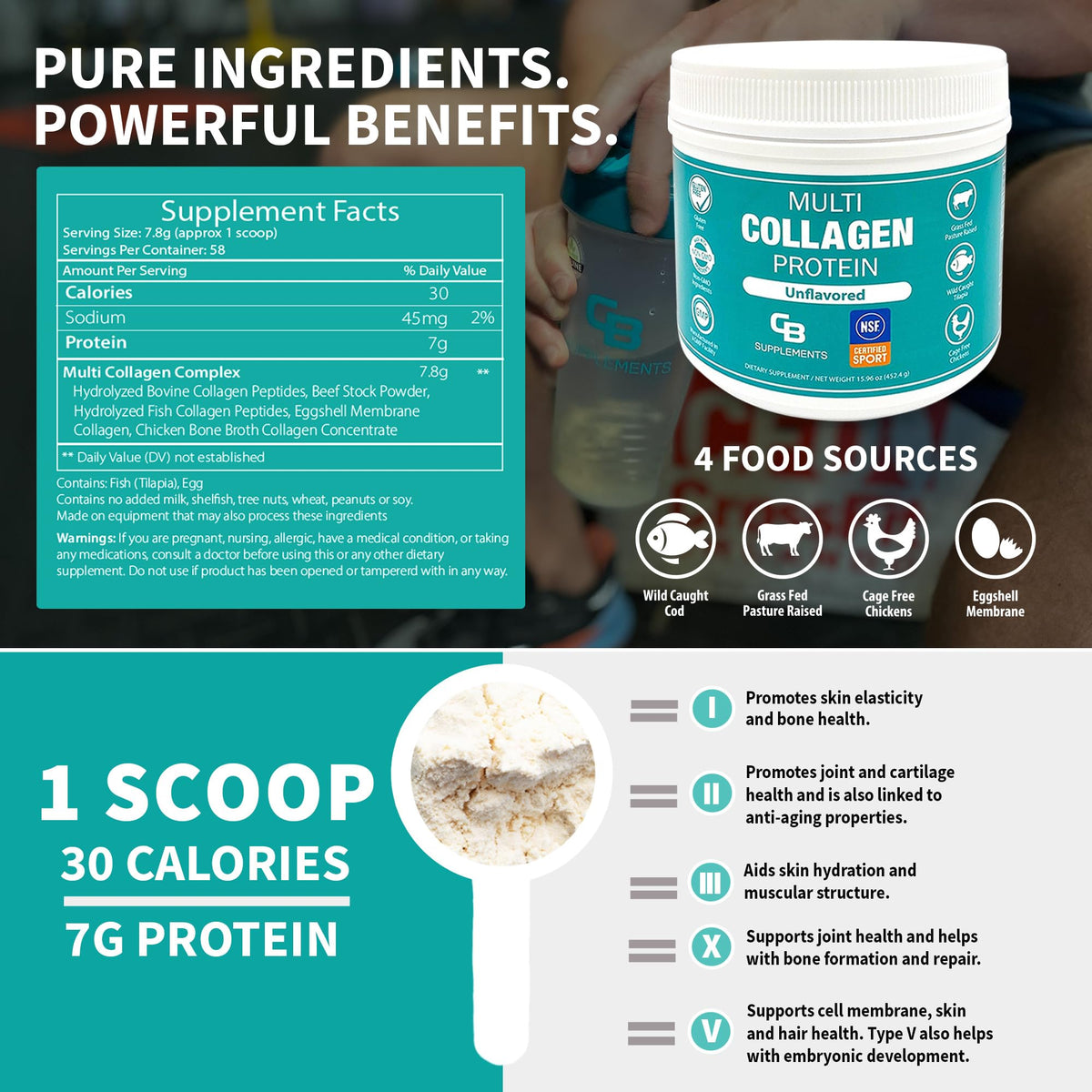 Multi Collagen Protein Powder Unflavored 58 Servings H530034
