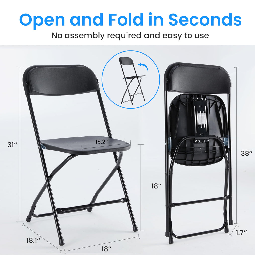 Black 10-Pack Folding Plastic Chair with Metal Frame M302836