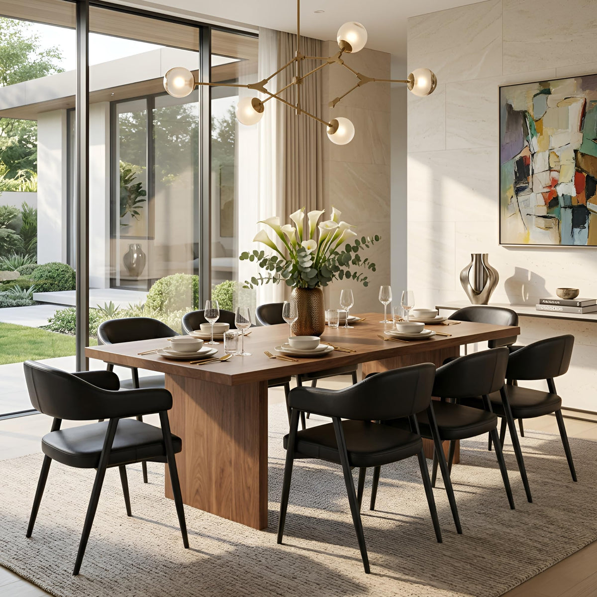 Black Faux Leather Dining Chairs Set of 6 R6710