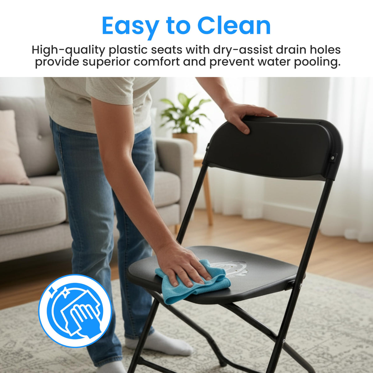 Black 10-Pack Folding Plastic Chair with Metal Frame M302836