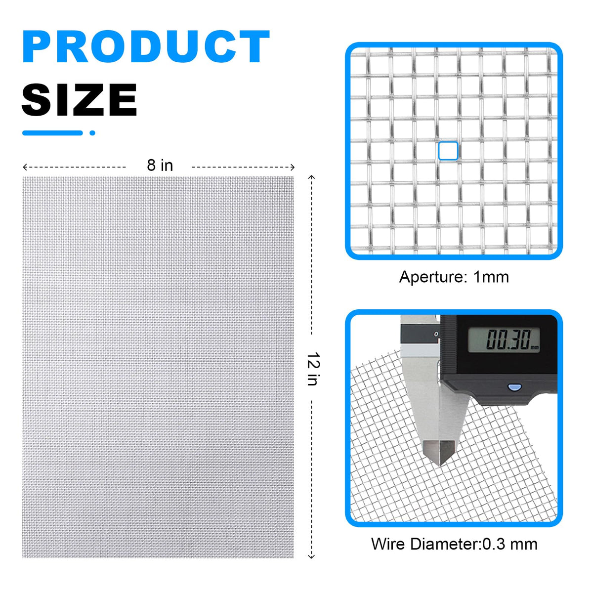 12×8 Inch 20 Mesh 304 Stainless Steel Wire Mesh Screen H64129