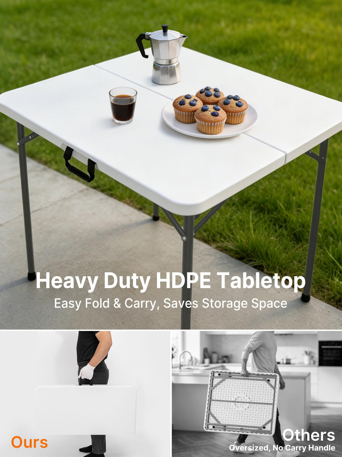 34" White Folding Card Table X1336