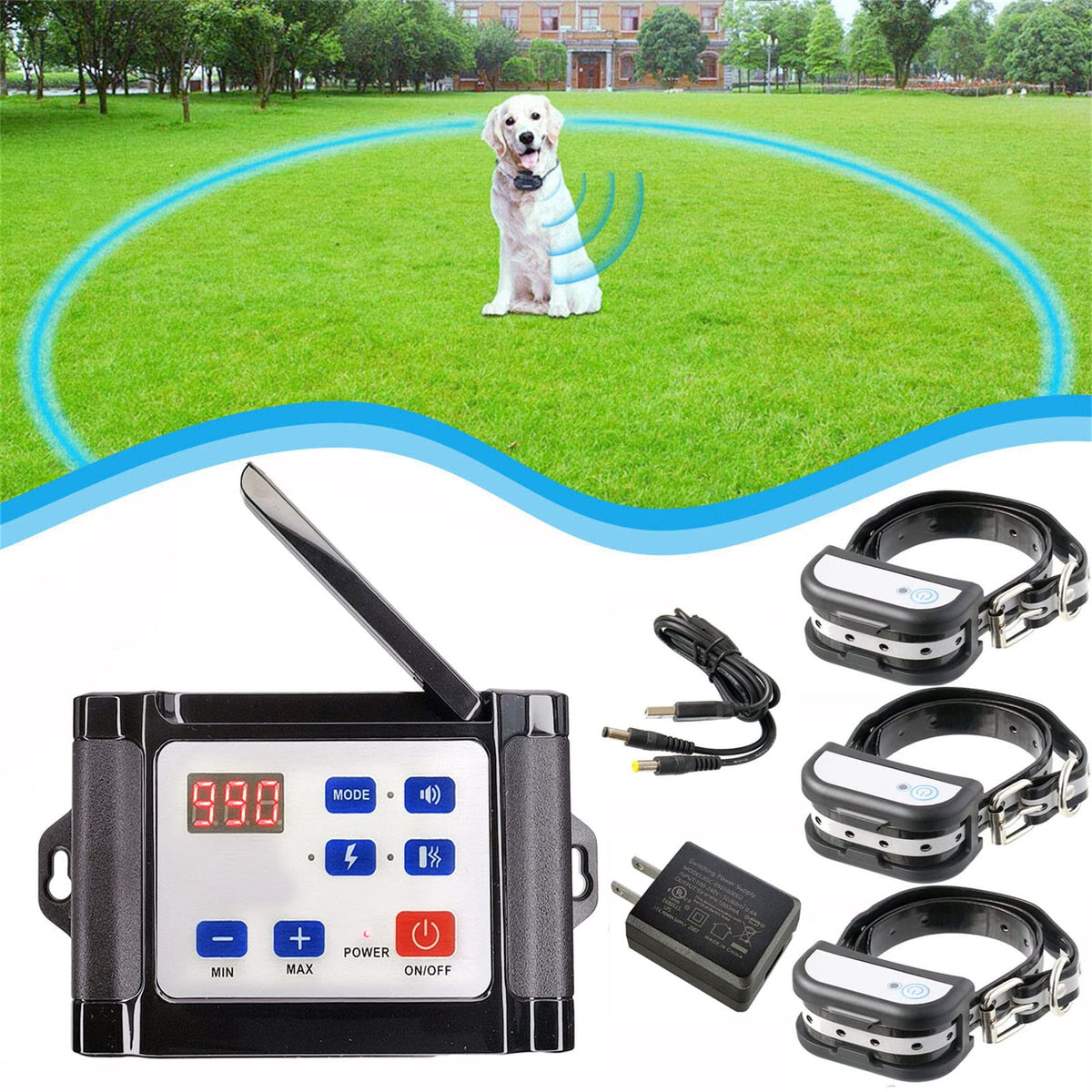 Wireless Dog Fence Pet Containment System, 1/2 Acre, Waterproof Rechargeable Training Collar T162